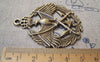 Accessories - 4 Pcs Of Antique Bronze Crown Eagle Badge Charms Pendants 49mm A1622