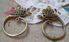 Accessories - 4 Pcs Of Antique Bronze Filigree Phoenix Earring Pendants Charms 29x34mm  A1731