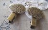 Accessories - 4 Pcs Of Antique Bronze Filigree Round Hair Clips 31x45mm A2380