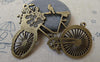 Accessories - 4 Pcs Of Antique Bronze Flower Basket Bird Bike Bicycle Pendants Connectors Charms 42x58mm A7495