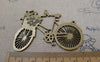 Accessories - 4 Pcs Of Antique Bronze Flower Basket Bird Bike Bicycle Pendants Connectors Charms 42x58mm A7495
