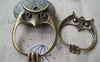 Accessories - 4 Pcs Of Antique Bronze Huge Filigree 3D Owl Pendants  40x54mm A107