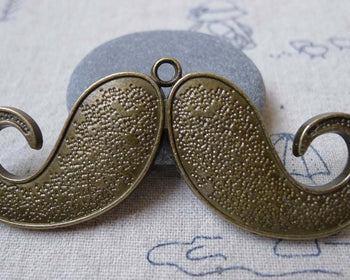 Accessories - 4 Pcs Of Antique Bronze Huge Moustache Pendant Charms 30x75mm  A7029