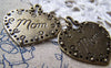 Accessories - 4 Pcs Of Antique Bronze Mom Heart Pendants 35x37mm A2834