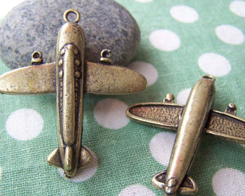 Accessories - 4 Pcs Of Antique Bronze Plane Charms 38x38mm A3066