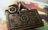 Accessories - 4 Pcs Of Antique Bronze Rectangular Swallow Bird Clock Pendants 40x40mm A2968