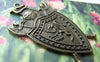 Accessories - 4 Pcs Of Antique Bronze Shield Badge Charms Pendants 28x43mm A263