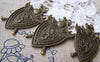 Accessories - 4 Pcs Of Antique Bronze Shield Badge Charms Pendants 28x43mm A263