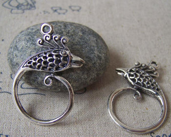 Accessories - 4 Pcs Of Antique Silver Filigree Phoenix Earring Pendants Charms 29x34mm A3263