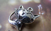Accessories - 4 Pcs Of Antique Silver Filigree Smile Cat Pendants Charms 20x21mm A2927