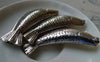 Accessories - 4 Pcs Of Antique Silver Lovely 3D Curved Fish Beads Pendants 16x55mm A5523