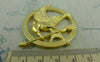 Accessories - 4 Pcs Of Gold Tone Bird Carrying Arrow Round Pendants 45mm  A5819