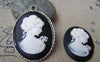 Accessories - 4 Pcs Resin Victorian Black Lady Oval Cameo Cabochon 30x40mm A4063