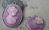 Accessories - 4 Pcs Resin Victorian Purple Lady Oval Cameo Cabochon 30x40mm A4027
