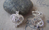 Accessories - 4 Pcs Silver Tone Filigree 3D Heart Wish Box Retro Olympic Rings Pendants  16x19mm A4330