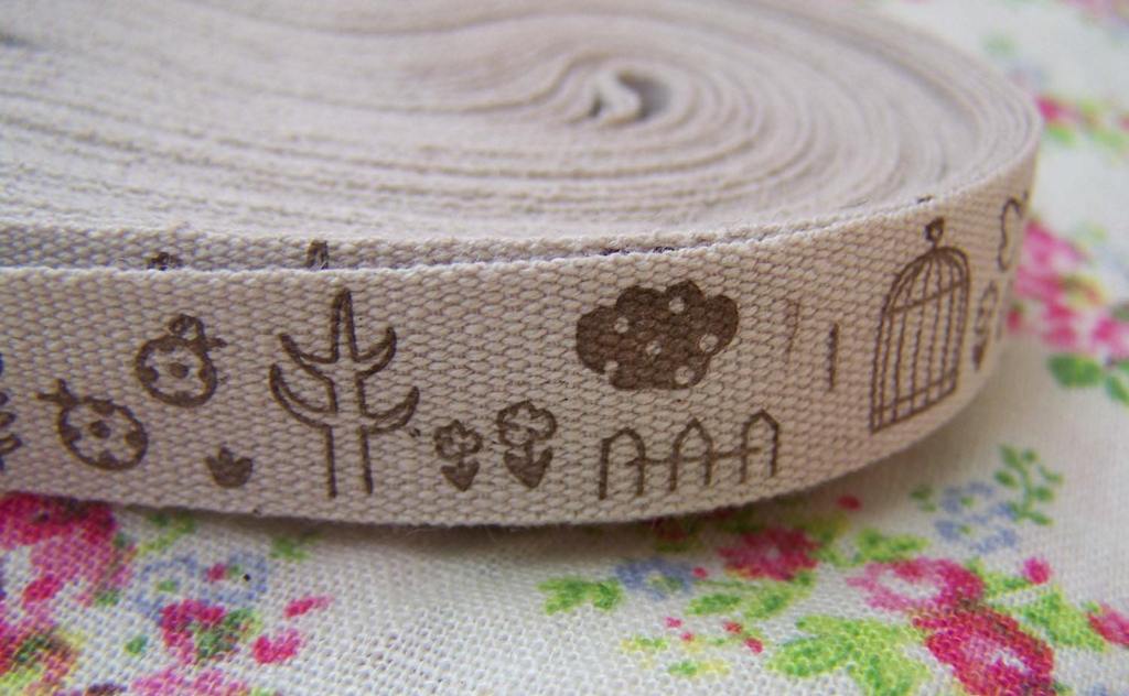 Accessories - 5.46 Yards (5 Meter) Bird Cage Pattern Linen Ribbon Label String A2581