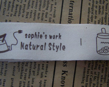 Accessories - 5.46 Yards (5 Meter) Black Sophie's Work Natural Style Print Cotton Ribbon Label String A2635