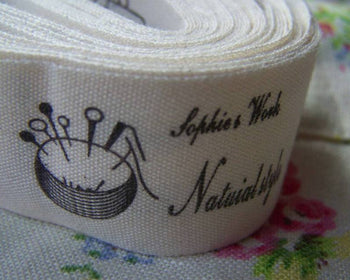 Accessories - 5.46 Yards (5 Meter) Black Sophie's Work Natural Style Print Cotton Ribbon Label String A2669