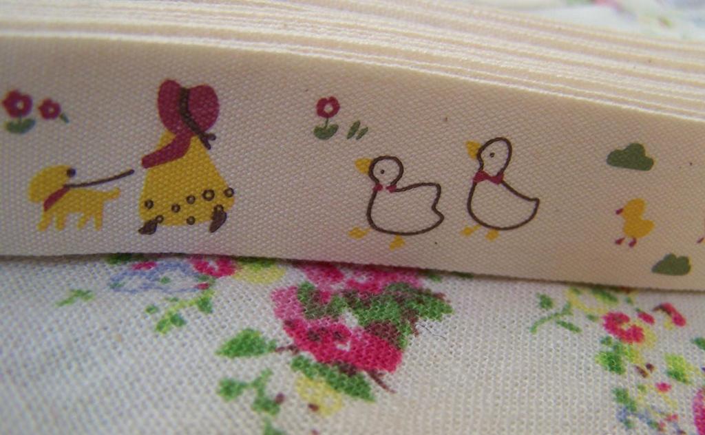 Accessories - 5.46 Yards (5 Meter) Lovely Girl Dog Ducks Print Cotton Ribbon Label String A2578