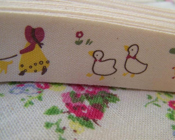 Accessories - 5.46 Yards (5 Meter) Lovely Girl Dog Ducks Print Cotton Ribbon Label String A2578