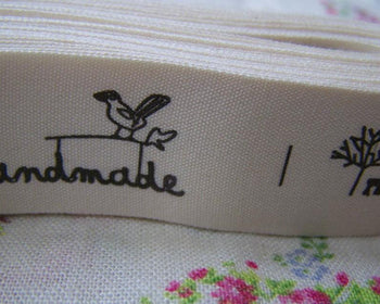 Accessories - 5.46 Yards (5 Meters) Bird And Tree Leaf Handmade Print Cotton Ribbon Label String A2550