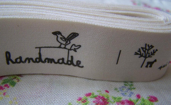 Accessories - 5.46 Yards (5 Meters) Bird And Tree Leaf Handmade Print Cotton Ribbon Label String A2550