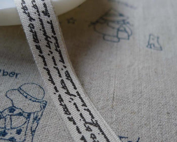 Accessories - 5.46 Yards (5 Meters) Black Handwriting Print Cotton Ribbon Label String A5514