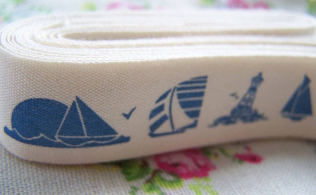 Accessories - 5.46 Yards (5 Meters) Blue Print Cotton Ribbon Label String ---25 Different Patterns A2574