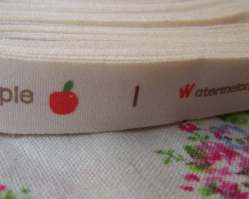 Accessories - 5.46 Yards (5 Meters) Cherry Apple Watermelon Strawberry Print Cotton Ribbon Label String A2649