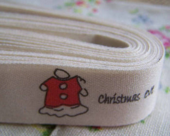 Accessories - 5.46 Yards (5 Meters) Christmas Time Print Cotton Ribbon Label String A2603