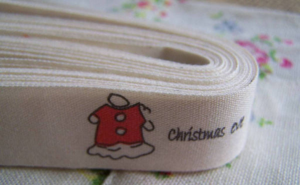 Accessories - 5.46 Yards (5 Meters) Christmas Time Print Cotton Ribbon Label String A2603