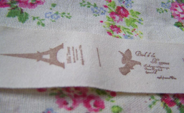 Accessories - 5.46 Yards (5 Meters) Eiffel Tower Key Rose Flower And Bird Print Cotton Ribbon Label String A2532