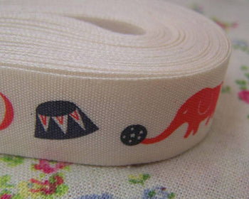 Accessories - 5.46 Yards (5 Meters) Elephant Print Cotton Ribbon Label String A2576