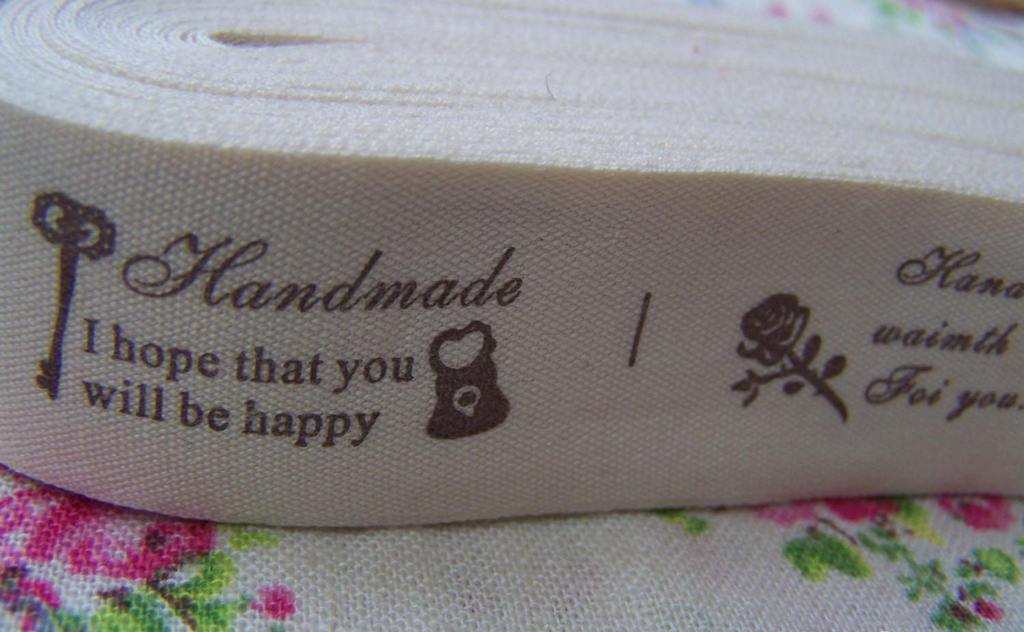 Accessories - 5.46 Yards (5 Meters) Flower And Key Handmade Print Cotton Ribbon Label String A2533