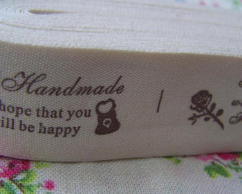 Accessories - 5.46 Yards (5 Meters) Flower And Key Handmade Print Cotton Ribbon Label String A2533