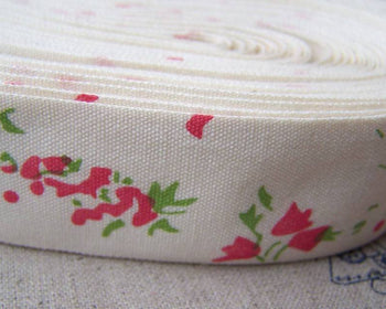 Accessories - 5.46 Yards (5 Meters) Flower Print Cotton Ribbon Label String A2545