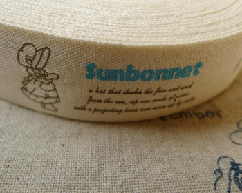 Accessories - 5.46 Yards (5 Meters) Handmade Blue Sue Pattern Print Cotton Ribbon Label String A5531