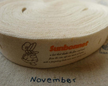 Accessories - 5.46 Yards (5 Meters) Handmade Orange Sue Pattern Print Cotton Ribbon Label String A5527