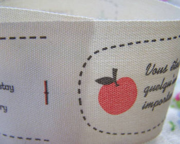 Accessories - 5.46 Yards (5 Meters) Lovely Apple Camera Leaf Print Cotton Ribbon Label String A2535