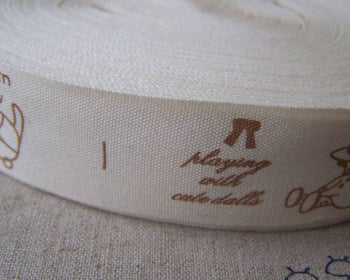 Accessories - 5.46 Yards (5 Meters) Lovely Baby Girl Doll Rabbit Print Cotton Ribbon Label String A3588