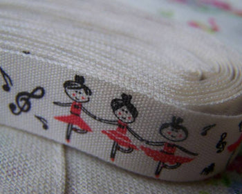Accessories - 5.46 Yards (5 Meters) Lovely Ballet Girl Print Cotton Ribbon Label String A2570