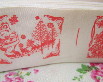 Accessories - 5.46 Yards (5 Meters) Lovely Christmas Orange Print Cotton Ribbon Label String A2538