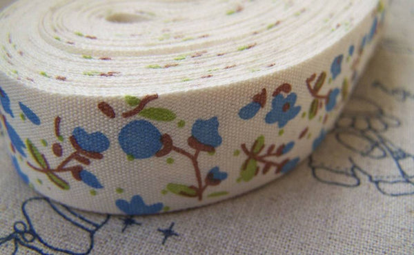 Accessories - 5.46 Yards (5 Meters) Lovely Flower Handmade Print Cotton Ribbon Label String A2161