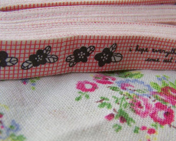 Accessories - 5.46 Yards (5 Meters) Lovely Flower Print Cotton Ribbon Label String A2561