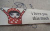 Accessories - 5.46 Yards (5 Meters) Lovely Girl I Love You This Much Print Cotton Ribbon Label String A2650