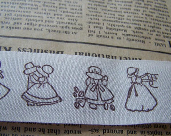 Accessories - 5.46 Yards (5 Meters) Lovely Girl Sue Print Cotton Ribbon Label String  A2658