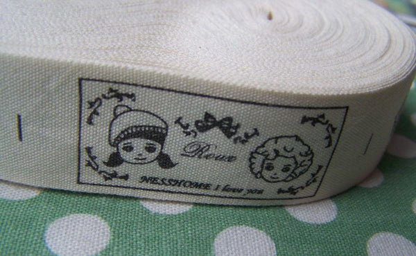 Accessories - 5.46 Yards (5 Meters) Lovely Girls Print Cotton Ribbon Label String  A2642