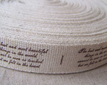 Accessories - 5.46 Yards (5 Meters) Lovely Handwriting Print Linen Ribbon Label String A3589