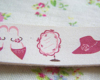Accessories - 5.46 Yards (5 Meters) Lovely Lady Fashion Pattern Print Cotton Ribbon Label String A2547