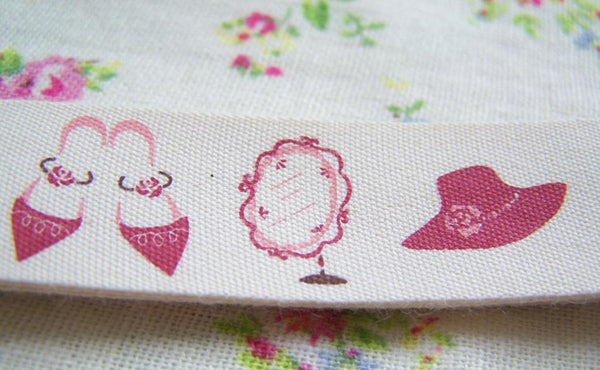 Accessories - 5.46 Yards (5 Meters) Lovely Lady Fashion Pattern Print Cotton Ribbon Label String A2547